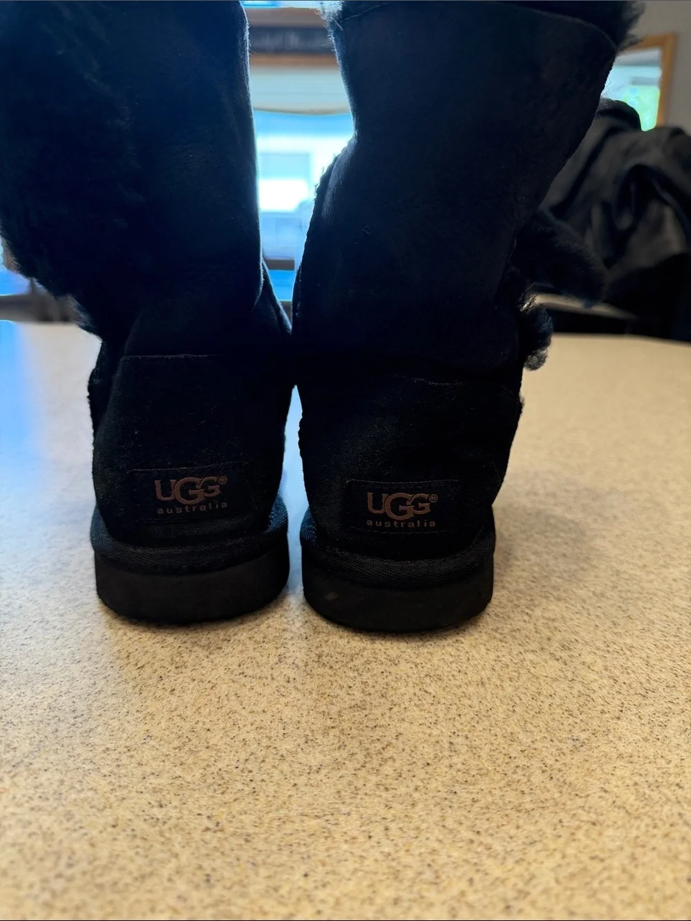 UGG Black Shearling-Lined Short Winter Boots